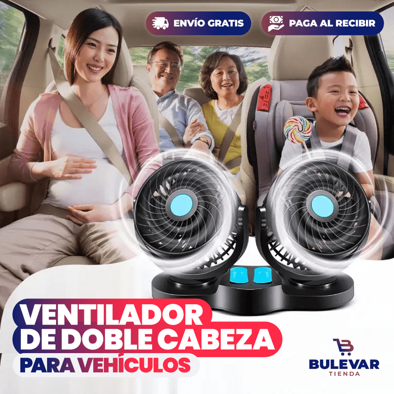 VENTILADOR DE DOBLE CABEZAL PARA CARROS