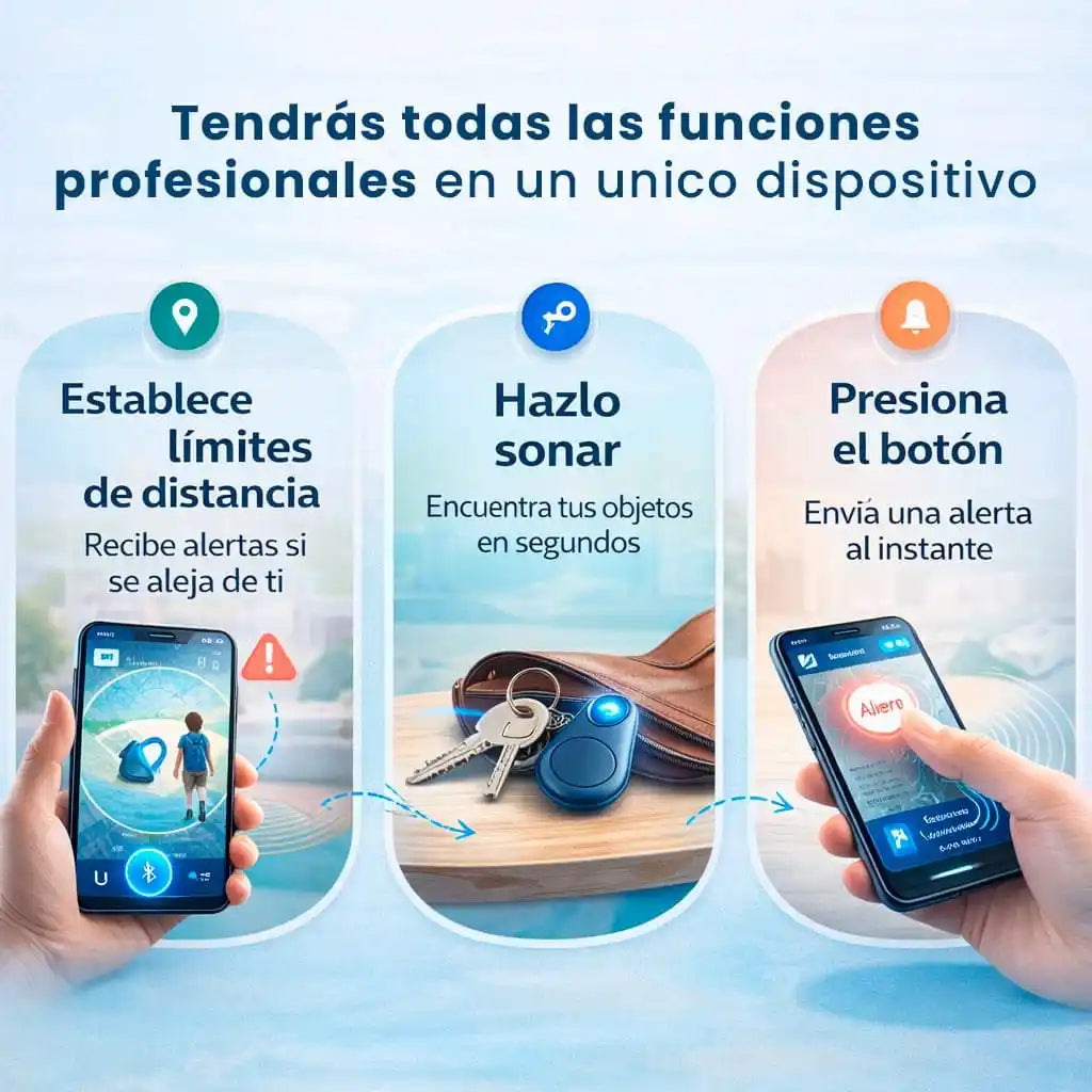 3 unidades de SafeTag™ Todo lo que importa, siempre bajo tu control.