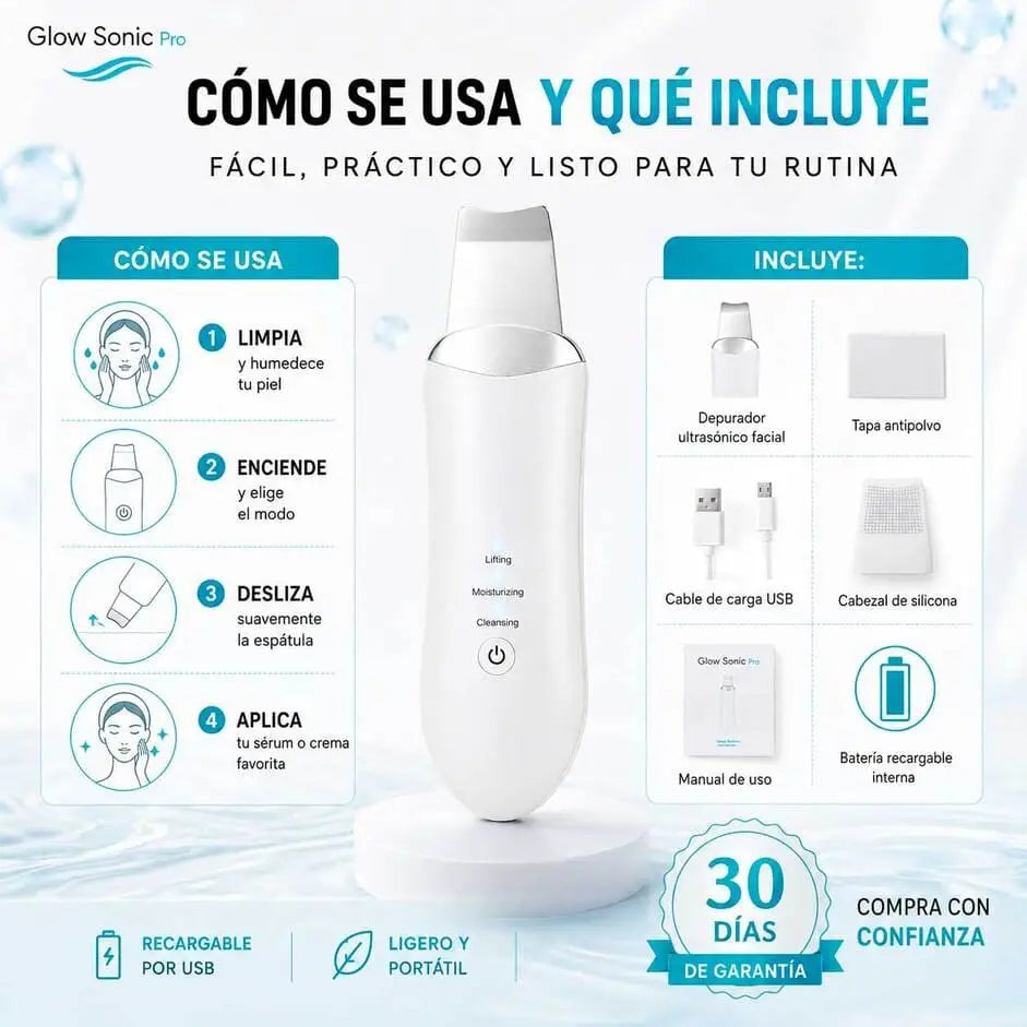 Glow Sonic Pro® Elimina las impurezas facil y rapido