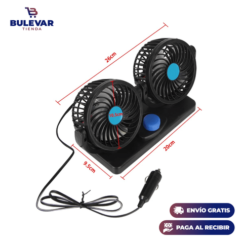 VENTILADOR DE DOBLE CABEZAL PARA CARROS